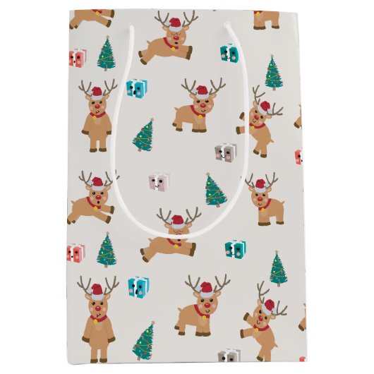 Niedliches Weihnachtsmuster Mittlere Geschenktüte (Vorderseite)