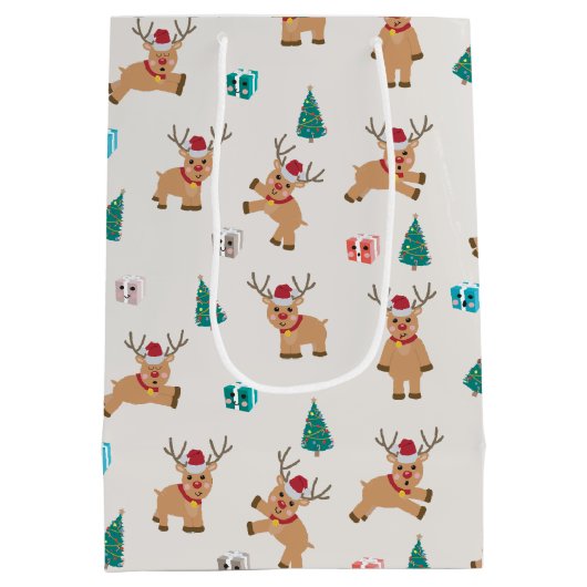 Niedliches Weihnachtsmuster Mittlere Geschenktüte (Rückseite)