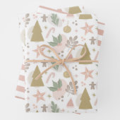 Niedliches Weihnachtsmuster. Pastelbaumstar Holida Geschenkpapier Set (Beispiel)