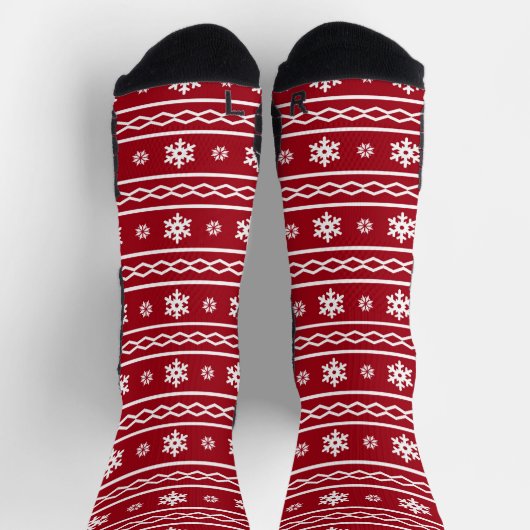Niedliches Weihnachtsmuster Rot Socken (Oben)