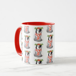 Niedliches Weihnachtspenguin Ferienlandschaft Tasse