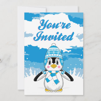 Niedliches Weihnachtspenguin-Party laden ein Einladung