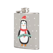 Niedliches Weihnachtspenquin "Frohe Weihnachten" Flachmann (Links)