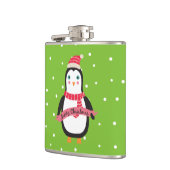 Niedliches Weihnachtspenquin "Frohe Weihnachten" Flachmann (Links)