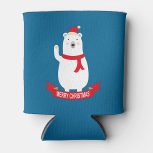 Niedliches Weihnachtspolarer Bär sagt hallo Dosenkühler