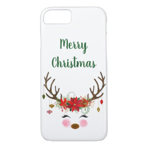 Niedliches Weihnachtsren und -poinsettia Case-Mate iPhone Hülle