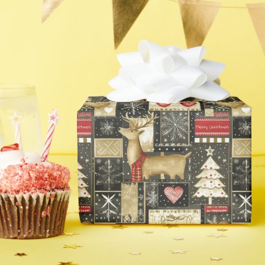 Niedliches Weihnachtsrentiermuster Geschenkpapier (Geburtstagsparty)