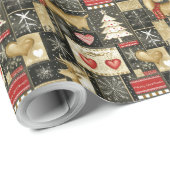 Niedliches Weihnachtsrentiermuster Geschenkpapier (Rolleneckpunkt)