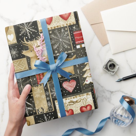 Niedliches Weihnachtsrentiermuster Geschenkpapier (Schenken)