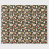 Niedliches Weihnachtsrentiermuster Geschenkpapier (Flach)