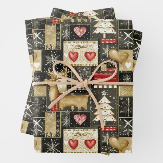Niedliches Weihnachtsrentiermuster Geschenkpapier Set (Beispiel)