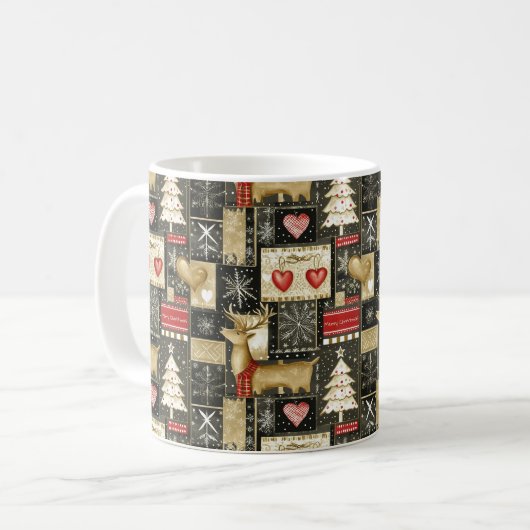 Niedliches Weihnachtsrentiermuster Kaffeetasse (Vorderseite Links)