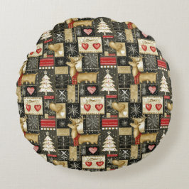 Niedliches Weihnachtsrentiermuster Rundes Kissen