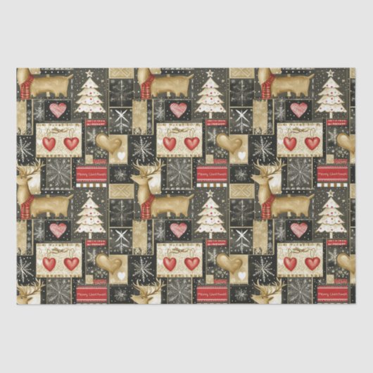 Niedliches Weihnachtsrentiermuster Seidenpapier (Vorderseite)