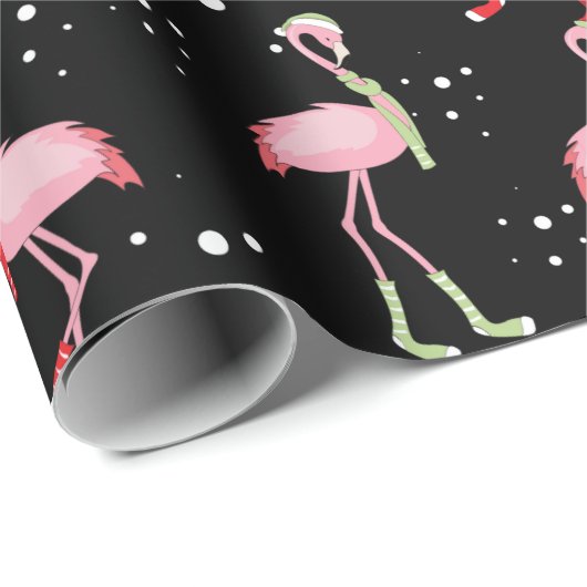 Niedliches Weihnachtsrosa Flamingo-Muster Geschenkpapier (Rolleneckpunkt)