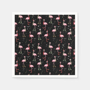 Niedliches Weihnachtsrosa Flamingo-Muster Serviette