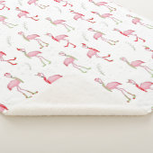 Niedliches Weihnachtsrosa Flamingo-Muster Sherpadecke (3/4)