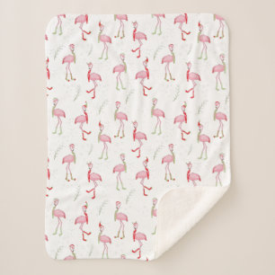 Niedliches Weihnachtsrosa Flamingo-Muster  Sherpadecke
