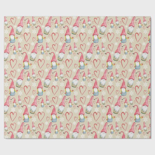 Niedliches Weihnachtsrosa Gnome Geschenkpapier (Flach)