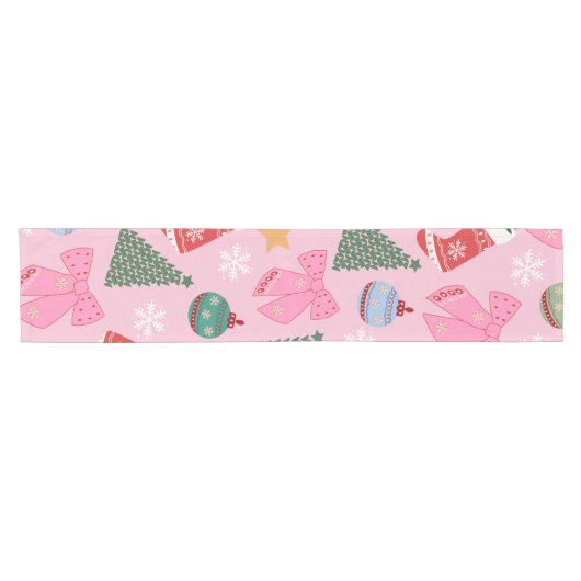 Niedliches Weihnachtsrosa Kurzer Tischläufer (Horizontal)