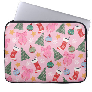 Niedliches Weihnachtsrosa Laptopschutzhülle
