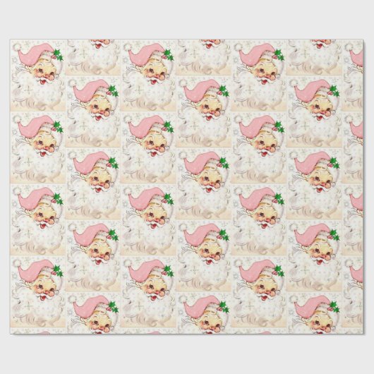Niedliches Weihnachtsrosa Retro Vintag Geschenkpapier (Flach)