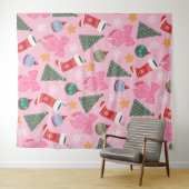 Niedliches Weihnachtsrosa Wandteppich (Beispiel (Horizontal))