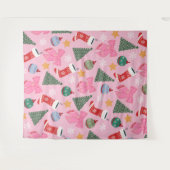 Niedliches Weihnachtsrosa Wandteppich (Vorderseite (Horizontal))