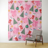 Niedliches Weihnachtsrosa Wandteppich (Beispiel)