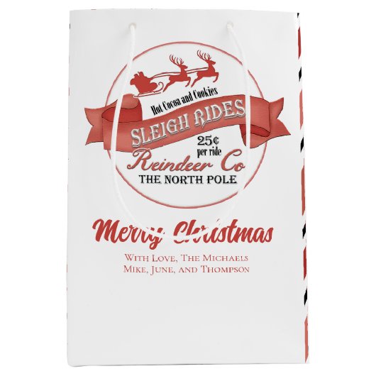 Niedliches Weihnachtsrot und Weiß Mittlere Geschenktüte (Vorderseite)
