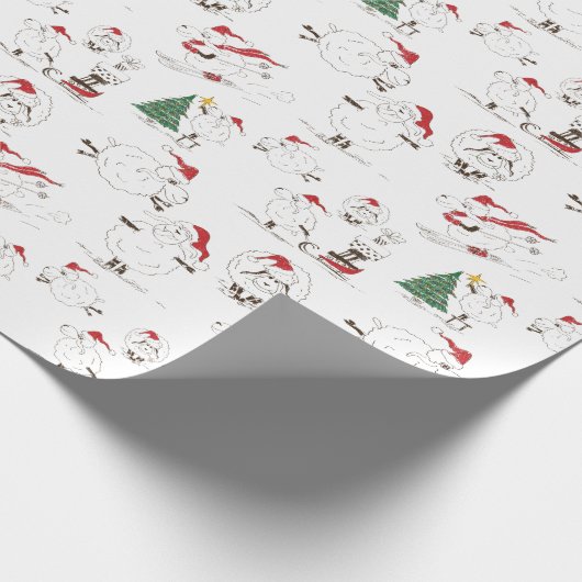 Niedliches Weihnachtsschaf-Wrapping Paper Geschenkpapier (Ecke)