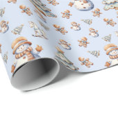 Niedliches Weihnachtsschneebaum Gingerbread Muster Geschenkpapier (Rolleneckpunkt)