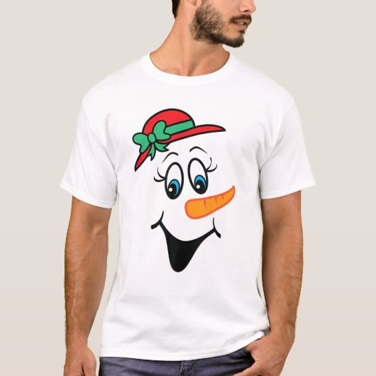 Niedliches Weihnachtsschneemännchen Snowman Face K T-Shirt (Vorderseite)