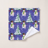 Niedliches Weihnachtsschneemuster Badehandtuch Set (Waschlappen)