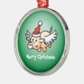 Niedliches Weihnachtsschwein Ornament Aus Metall (Links)