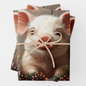 Niedliches Weihnachtsschwein Rustikale Malerei Dek Geschenkpapier Set (Beispiel)