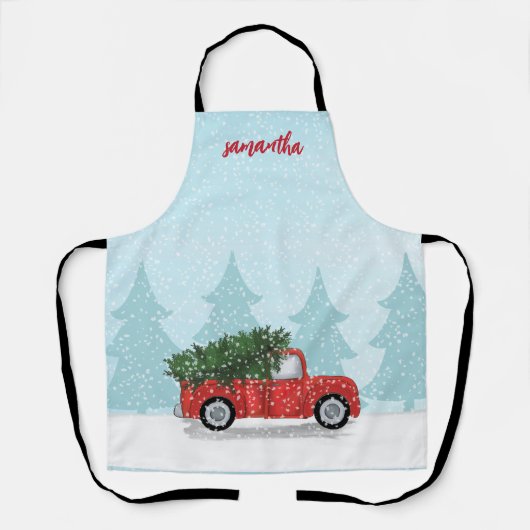 Niedliches WeihnachtsScript Watercolor Rustikaler  Schürze (Vorderseite)