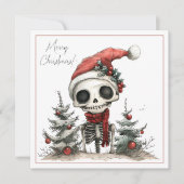 Niedliches Weihnachtsskelett in einer Weihnachtsma (Vorderseite)