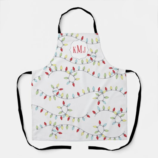 Niedliches Weihnachtsstring Light Monogram Custom Schürze (Vorderseite)