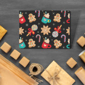 Niedliches Weihnachtsthema Pattern Schwarz Seidenpapier