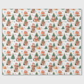 Niedliches Weihnachtstierpapier Geschenkpapier (Flach)