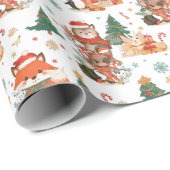 Niedliches Weihnachtstierpapier Geschenkpapier (Rolleneckpunkt)