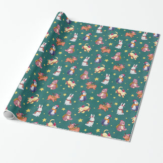 Niedliches Weihnachtstierpapier Geschenkpapier