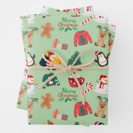 Niedliches Weihnachtswackelpapier - Flachblatt Set Geschenkpapier Set