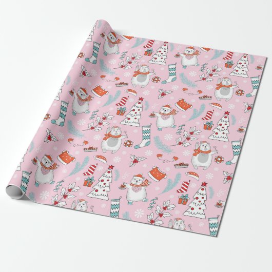 Niedliches Weihnachtswackelpapier Geschenkpapier (Ungerollt)