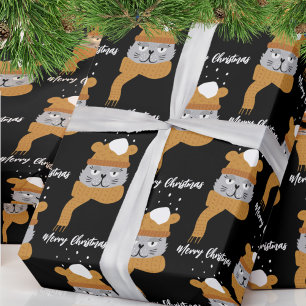 Niedliches Weihnachtswaschpapier für die Winterkat Geschenkpapier