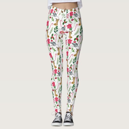 Niedliches Weihnachtswasser Candy Cane Muster  Leggings (Vorderseite)