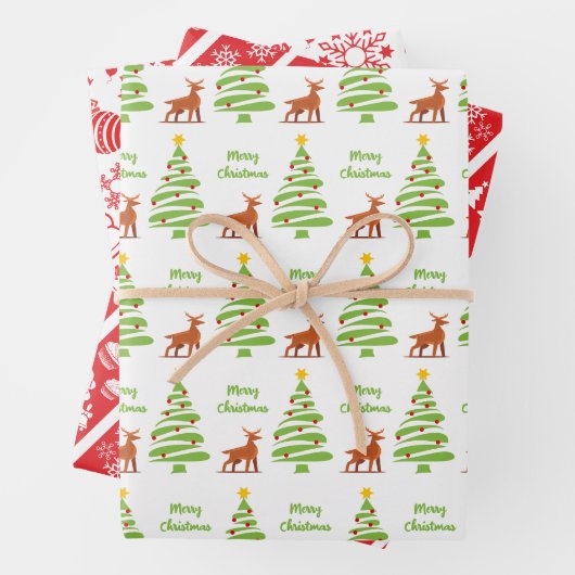 niedliches Weihnachtswrapping Paper Flat Sheet Set Geschenkpapier Set (Beispiel)