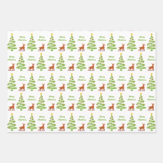 niedliches Weihnachtswrapping Paper Flat Sheet Set Geschenkpapier Set (Vorderseite)