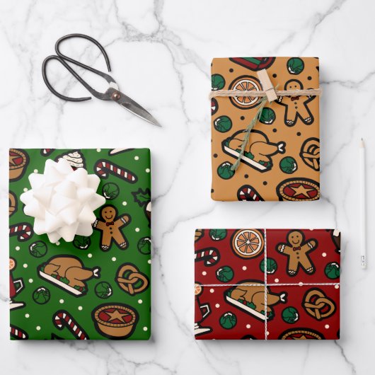 Niedliches Weihnachtswrapping Papier Set 3 (Vorderseite)
